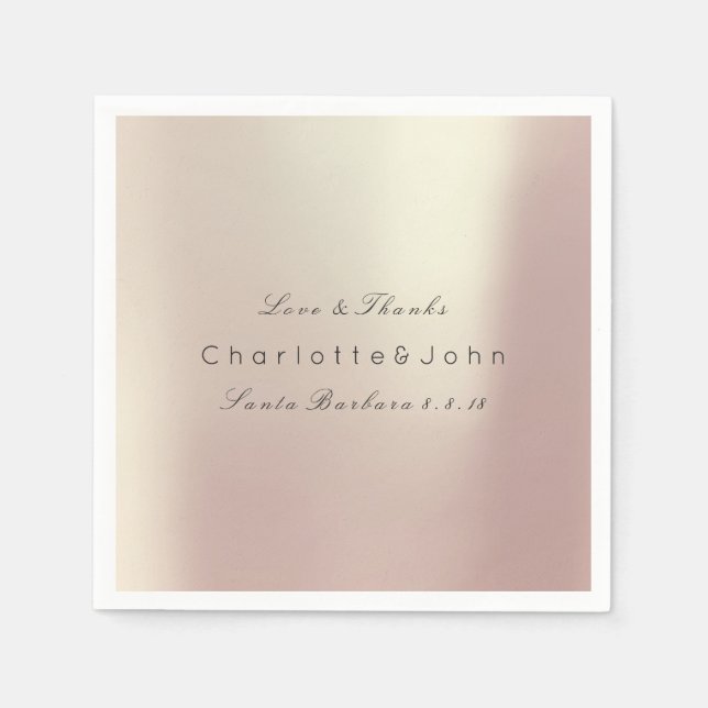 Pink Rose Gold Blush Metallic Minimal Party Event Paper Napkins (Front)