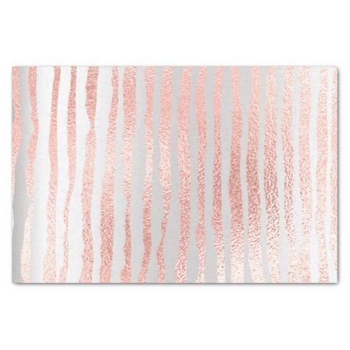 Pink Rose Gold Blush Metallic Peach Silver Strokes Tissue Paper