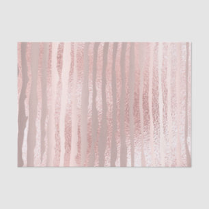 Pink Rose Gold Blush Metallic Silver Strokes Lines Tissue Paper