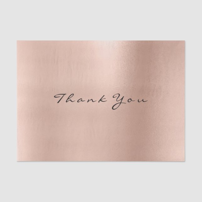 Pink Rose Gold Blush Metallic Thank Luxury Tissue Paper (Front)