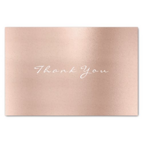 Pink Rose Gold Blush Metallic Thank You Name Tissue Paper