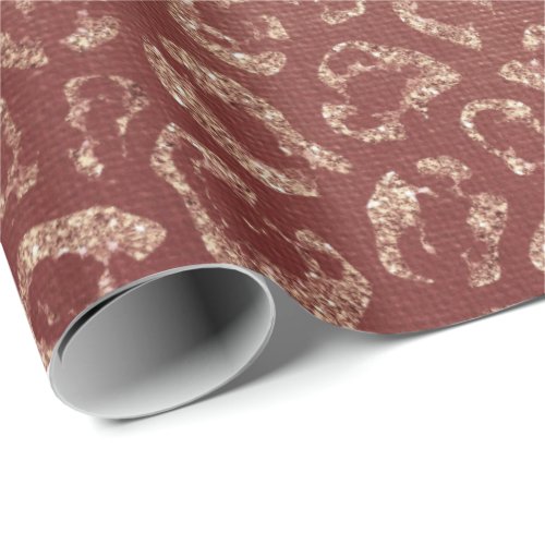 Pink Rose Gold Blush Peach Animal Skin Leopard Wrapping Paper