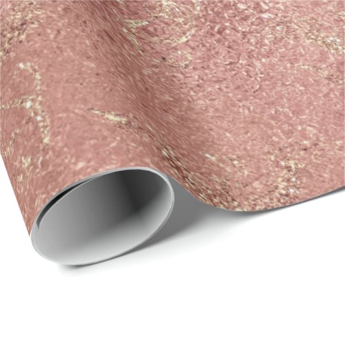 Pink Rose Gold Blush Peach Glass Dragon Fenix Wrapping Paper