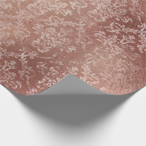 Pink Rose Gold Blush Peach Shiny Glass Copper Wrapping Paper