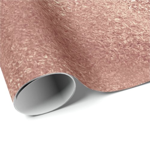 Pink Rose Gold Blush Peach Shiny Glass Powder Wrapping Paper
