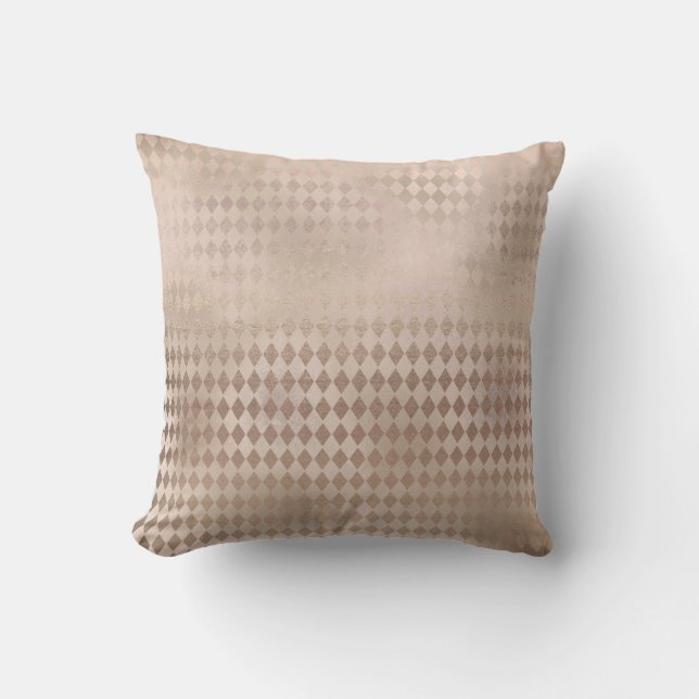 Pink Rose Gold Blush Powde Grungy Diamond Geometry Throw Pillow (Front)