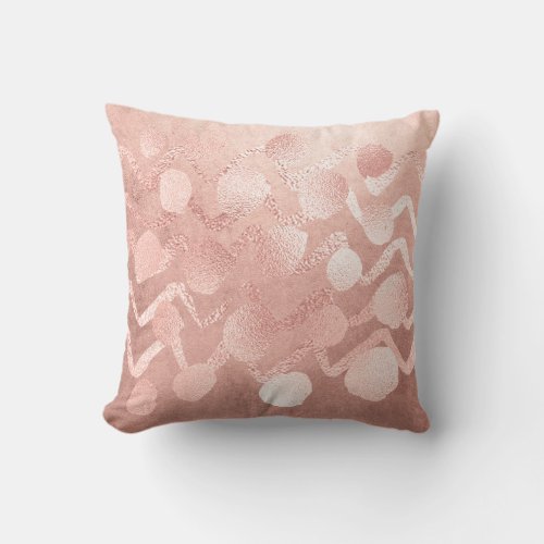 Pink Rose Gold Blush Powder Stripes Zig Zag Dots Throw Pillow