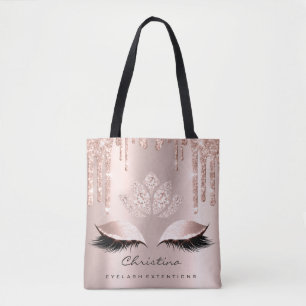 Pink Rose Gold Blush Skin Sparkly Diamond Makeup Tote Bag