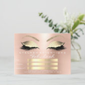 Pink Rose Gold Blush Skinny Eyes Lashes Gift Card (Standing Front)