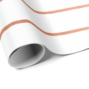 Pink Rose Gold Blush White Stripes Lines Wrapping Paper