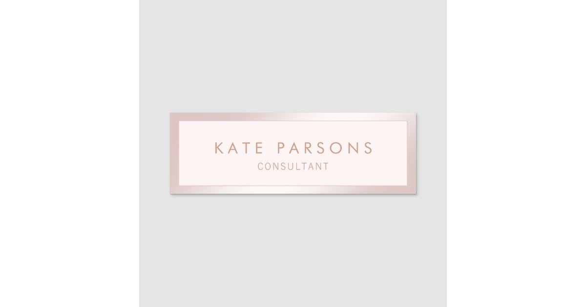 Pink Rose Gold Border Beauty Spa Name Tag | Zazzle