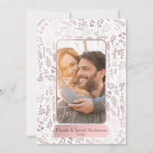 Pink Rose Gold Botanical Modern Glam Holiday Photo