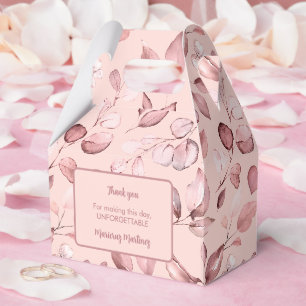 Pink Rose Gold Botanical Quinceañera Favor Box
