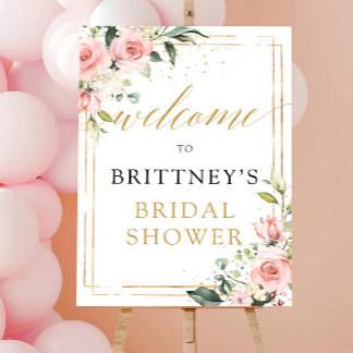 Pink Rose & Gold Bridal Shower Welcome Sign – Eleg