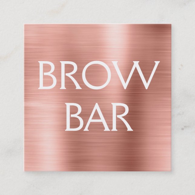 Pink & Rose Gold Brow Bar - Brows Square Business Card (Front)