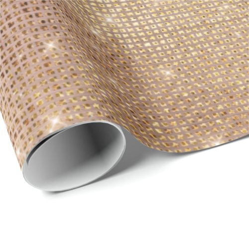 Pink Rose Gold Brush Sparkly Diamond Metallic Wrapping Paper