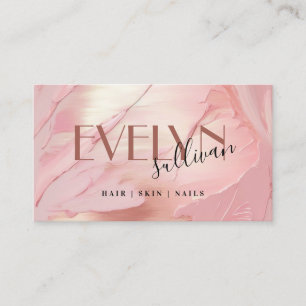 pink rose gold brush strokes business card