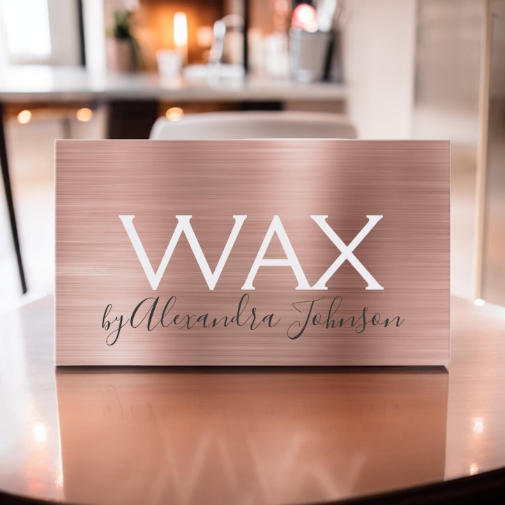 Pink Rose Gold Brushed Metal Beauty Wax Business Card