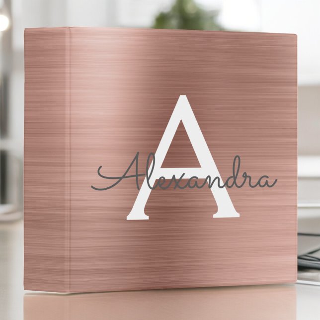 Pink & Rose Gold Brushed Metal Event Planner 3 Ring Binder (Creator Uploaded)
