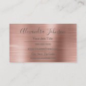 Pink & Rose Gold Brushed Metal Massage Therapist Business Card (Back)