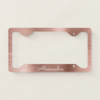 Pink Rose Gold Brushed Metal Monogram