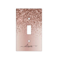 Pink Rose Gold Brushed Metal Monogram Name