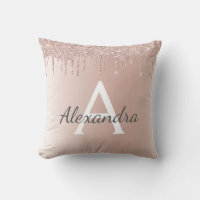 Pink Rose Gold Brushed Metal Monogram Name