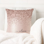 Pink Rose Gold Brushed Metal Monogram Name Throw Pillow<br><div class="desc">Blush Pink - Rose Gold Foil Sparkle Glitter Brushed Metal Monogram Name and Initial Pillow. The pillow makes the perfect sweet 16 birthday,  wedding,  bridal shower,  baby shower or bachelorette party gift for someone decorating her room in rose gold.</div>