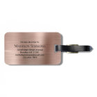 Pink Rose Gold Brushed Metal Script Monogram Cute