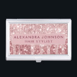 Pink Rose Gold Burgundy Glitter Sparkle Monogram Business Card Case<br><div class="desc">Blush Pink - Rose Gold and Burgundy Faux Dripping Glitter and Sparkle Elegant Girly Business Card Holder. This Business Card Holder can be customized to include your first and last name.</div>