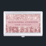 Pink Rose Gold Burgundy Glitter Sparkle Monogram Business Card Case<br><div class="desc">Blush Pink - Rose Gold and Burgundy Faux Dripping Glitter and Sparkle Elegant Girly Business Card Holder. This Business Card Holder can be customized to include your first and last name.</div>