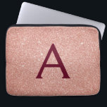 Pink Rose Gold Burgundy Glitter Sparkle Monogram Laptop Sleeve<br><div class="desc">Blush Pink and Rose Gold Burgundy Faux Glitter and Sparkle Elegant Monogram Case. This case can be customized to include your initial and first name.</div>