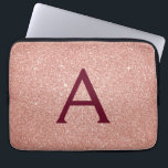 Pink Rose Gold Burgundy Glitter Sparkle Monogram Laptop Sleeve<br><div class="desc">Blush Pink and Rose Gold Burgundy Faux Glitter and Sparkle Elegant Monogram Case. This case can be customized to include your initial and first name.</div>