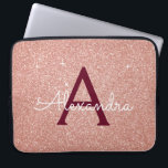 Pink Rose Gold Burgundy Glitter Sparkle Monogram Laptop Sleeve<br><div class="desc">Blush Pink and Rose Gold Burgundy Faux Glitter and Sparkle Elegant Monogram Case. This case can be customized to include your initial and first name.</div>