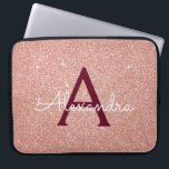 Pink Rose Gold Burgundy Glitter Sparkle Monogram Laptop Sleeve<br><div class="desc">Blush Pink and Rose Gold Burgundy Faux Glitter and Sparkle Elegant Monogram Case. This case can be customized to include your initial and first name.</div>
