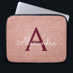Pink Rose Gold Burgundy Glitter Sparkle Monogram Laptop Sleeve<br><div class="desc">Blush Pink and Rose Gold Burgundy Faux Glitter and Sparkle Elegant Monogram Case. This case can be customized to include your initial and first name.</div>
