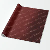 Rose Gold Merry Christmas Calligraphy burgundy Wrapping Paper, Zazzle