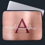 Pink Rose Gold Burgundy Stainless Steel Monogram Laptop Sleeve<br><div class="desc">Blush Pink and Rose Gold- Burgundy Gold Faux Stainless Steel Metallic Foil Elegant Monogram Sleeve. This sleeve can be customized to include your initial and first name.</div>
