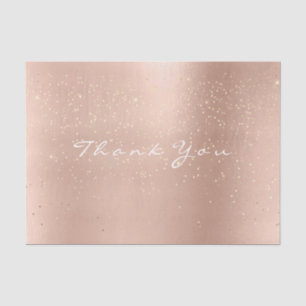 Pink Rose Gold Confetti Blush Thank You Name Tissue Paper
