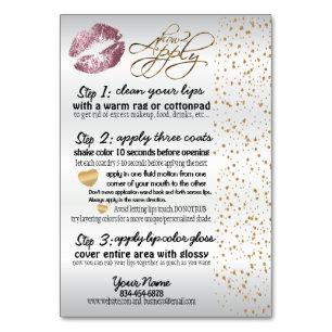 Pink Rose & Gold Confetti Lip Instructions 2 Table Number