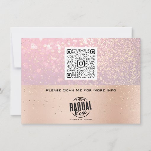 Pink Rose Gold Confetti QR Code Logo Beauty Studio | Zazzle