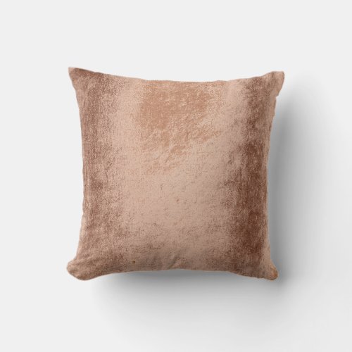 Pink Rose Gold Copper Grungy Silk Cottage Metallic Throw Pillow