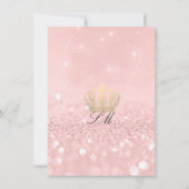 Pink Rose Gold Crown Royal Glitter Bridal Shower Invitation (Back)