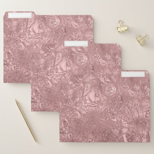 Pink Rose Gold Crystals Abstract Beauty Blogger File Folder