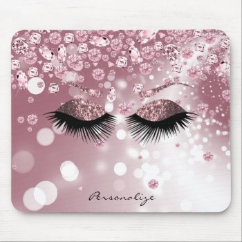 Pink Rose Gold Diamond And Rose Gold Glitter Eyes Mouse Pad by DesignsbyDonnaSiggy at Zazzle