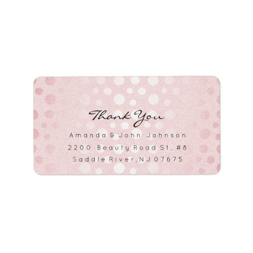 Pink Rose Gold Dots Brush Stroke Thank You Label