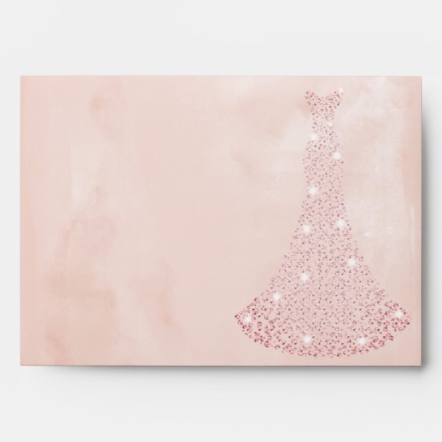 Pink Rose Gold Dress all Birthday / Bridal Envelope (Front)