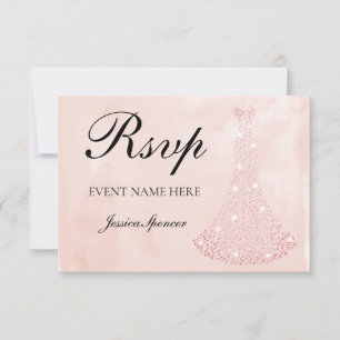 Pink Rose Gold Dress all Birthday / Bridal RSVP Card