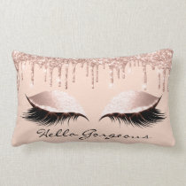 Pink Rose Gold Drips Makeup Lashes Hello Gorgeous Lumbar Pillow Pink Rose Gold Drips Makeup Lashes Hello Gorgeous Lumbar Pillow