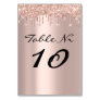 Pink Rose Gold Drips Spark Blush Simply Table Number